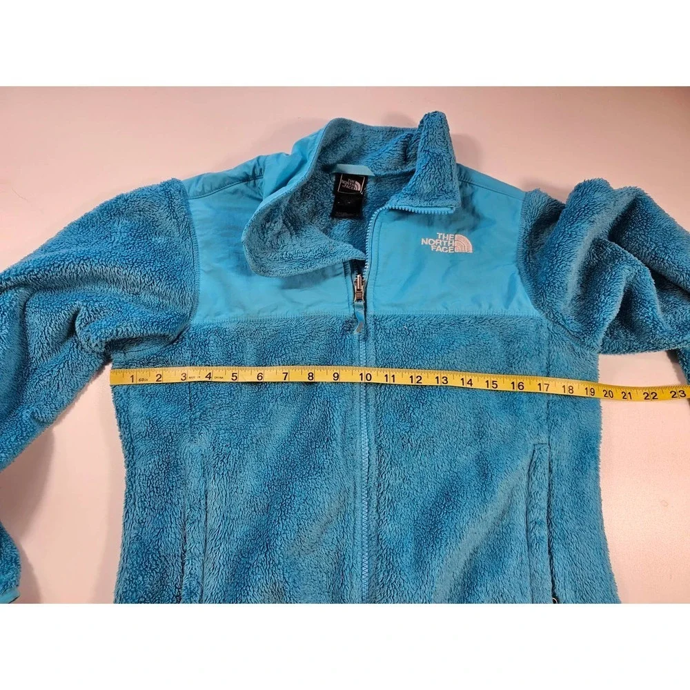The north face girls large (14-16) Teal furry full zip jacket READ